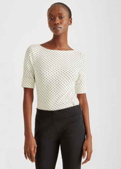 Women's Ralph Lauren Polka-Dot Cotton-Blend Tops | 980471GLS